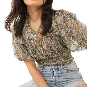 Free People Beatrice Floral-Print Smocked Top